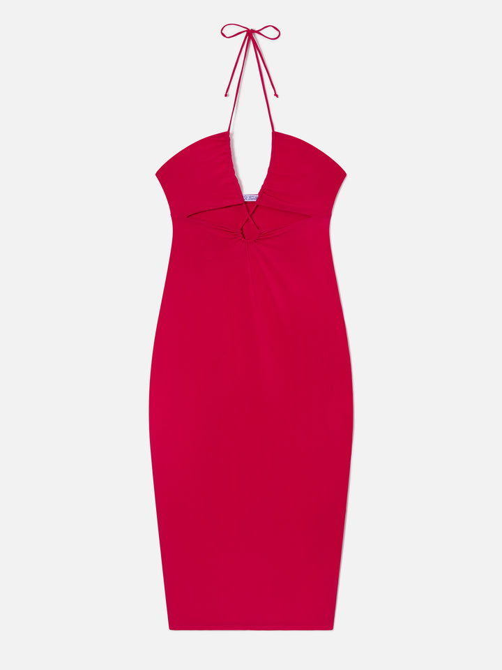 Fuchsiafarbenes Longuette-Kleid mit Cut-outs Farah