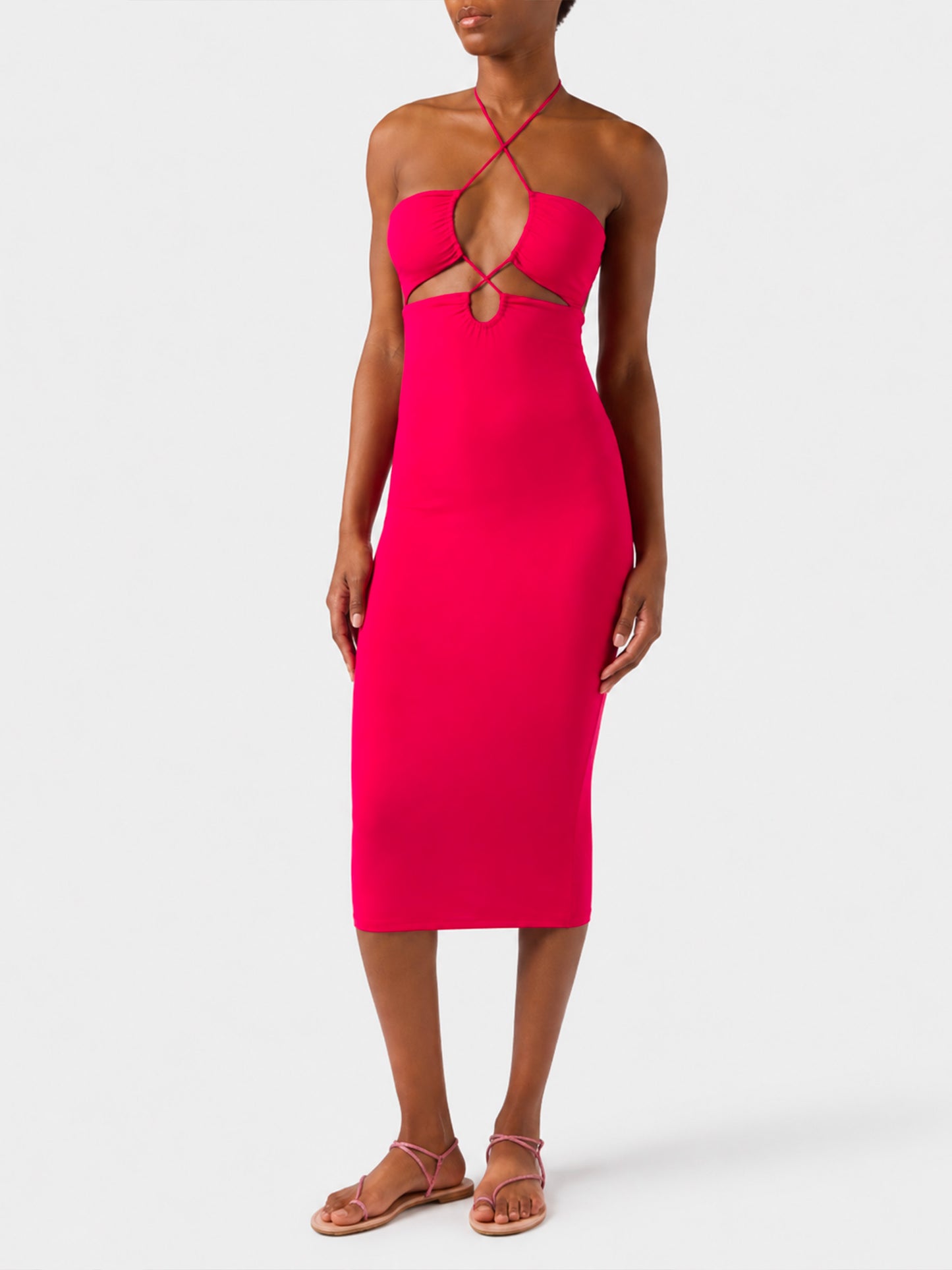 Longuette cutout fuchsia dress Farah