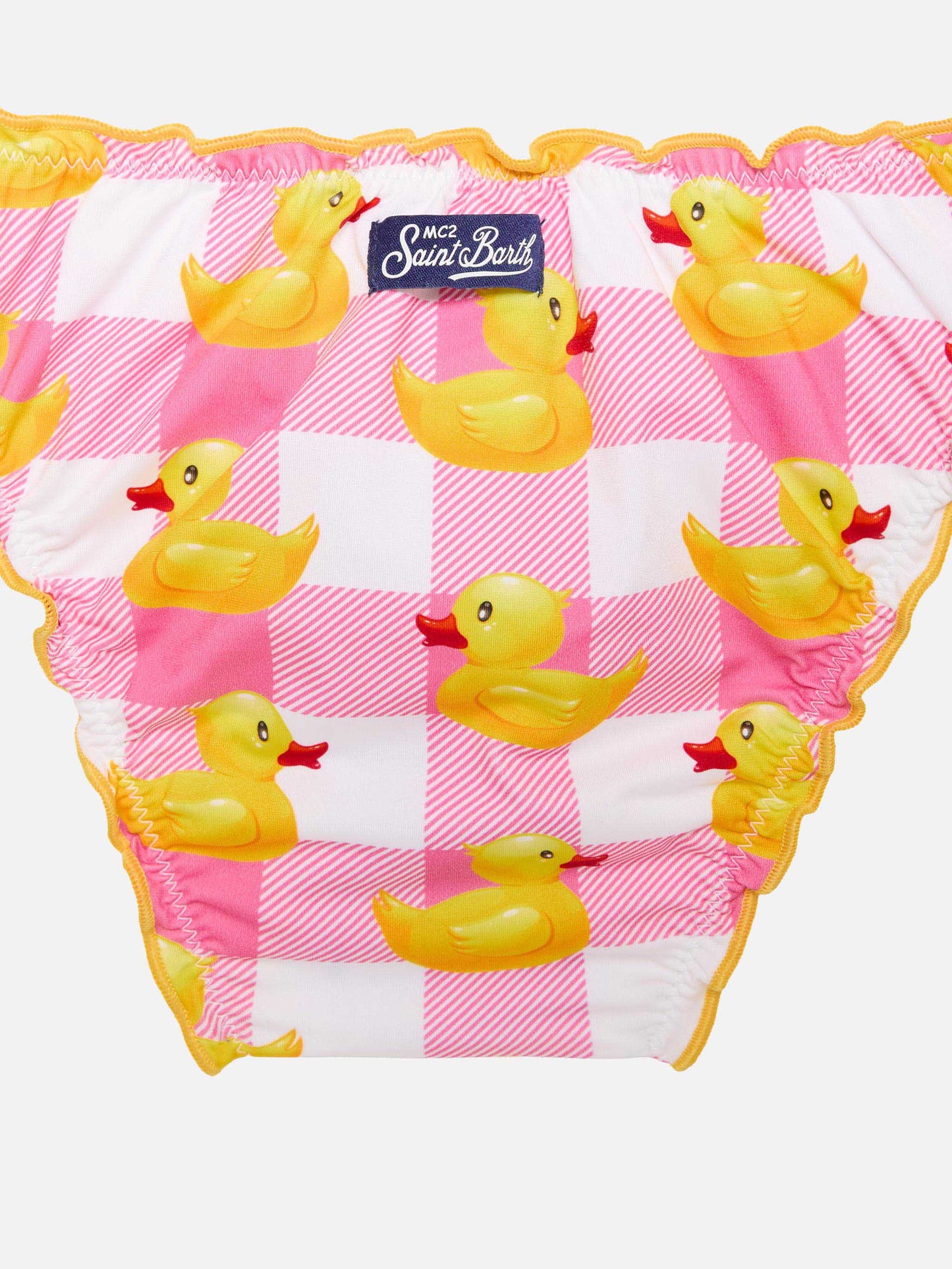 Bikini da bambina rosa vichy e papere