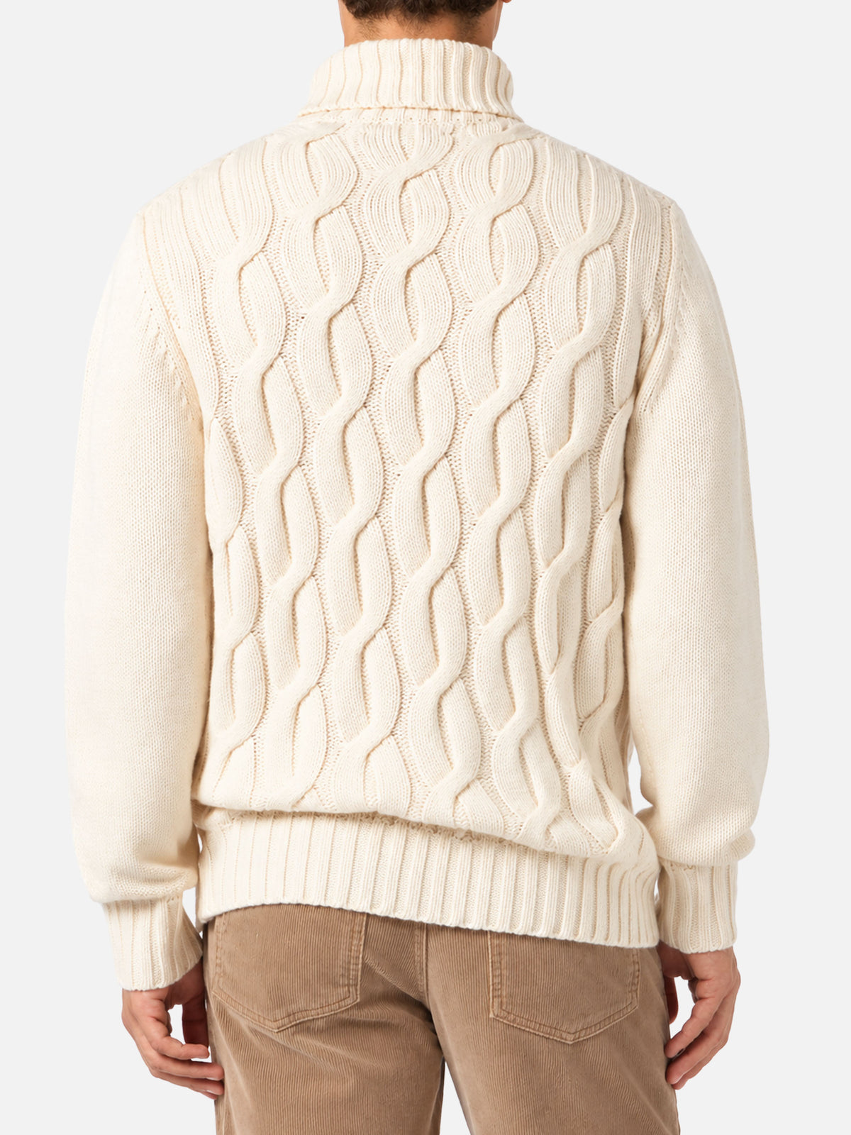 Maglione Fisherman bianco panna a trecce