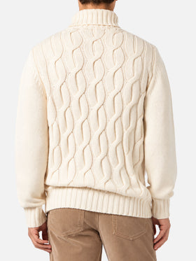Maglione Fisherman bianco panna a trecce