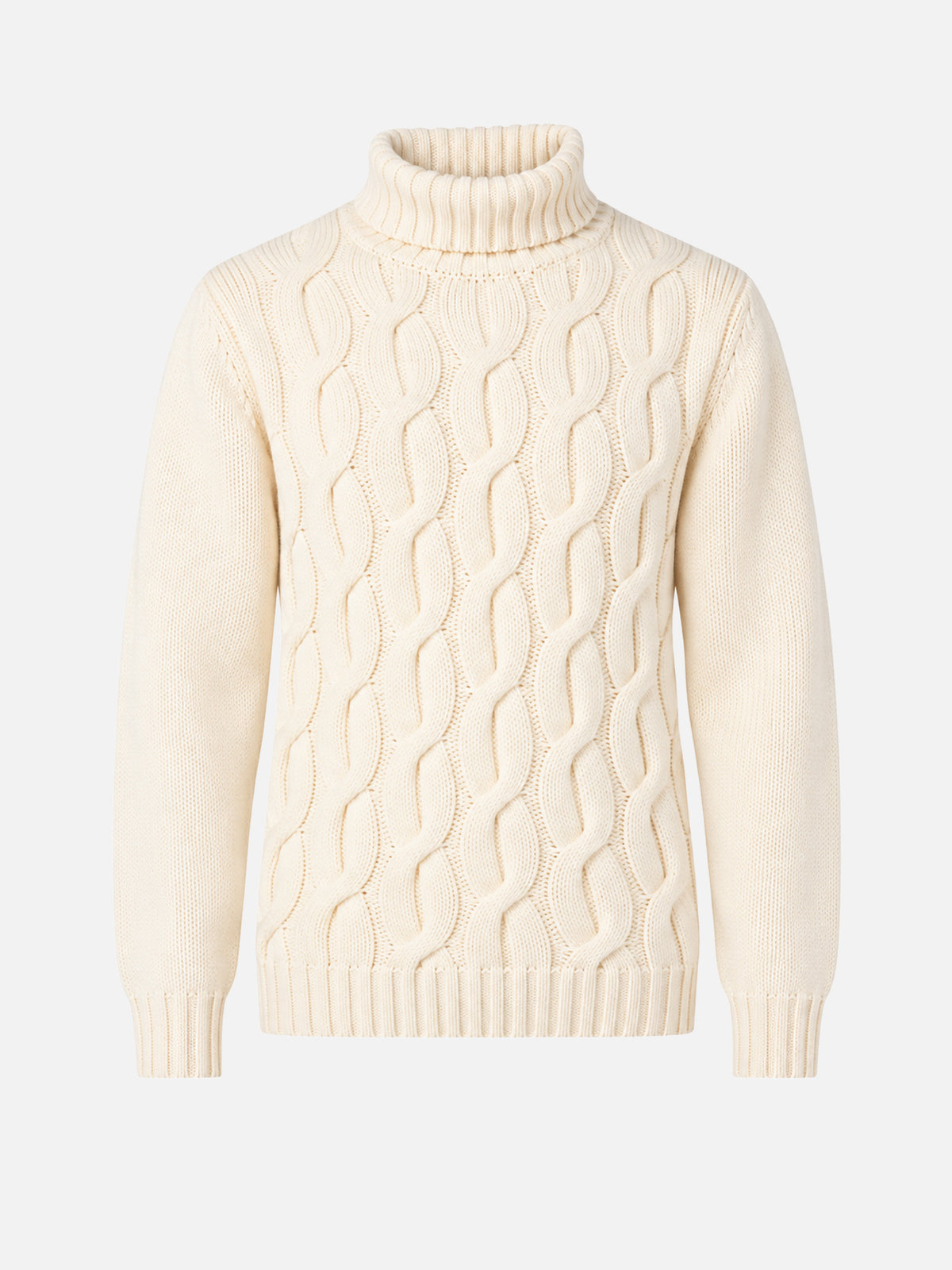 Maglione Fisherman bianco panna a trecce