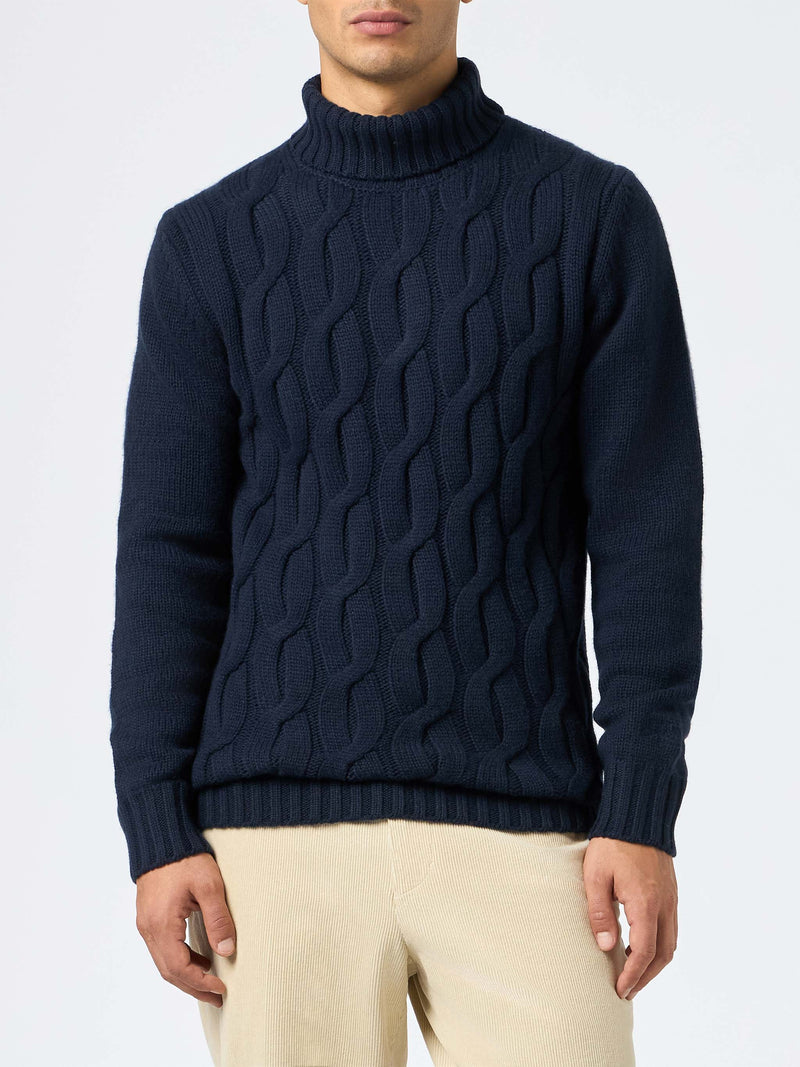 Man cable knit blend cashmere sweater Fisherman