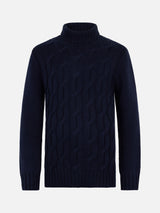 Man cable knit blend cashmere sweater Fisherman