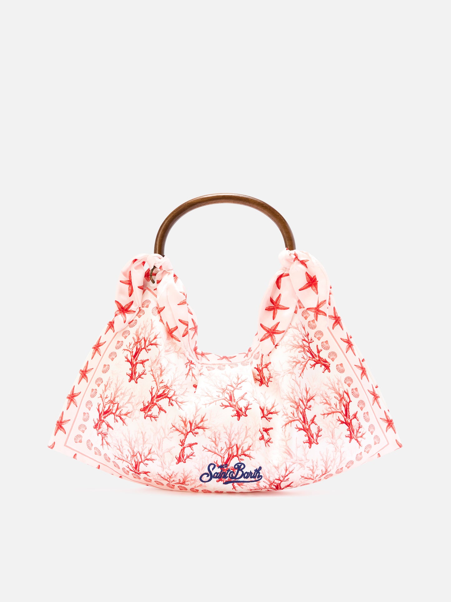 Foulard bag with soft structure and coral pattern