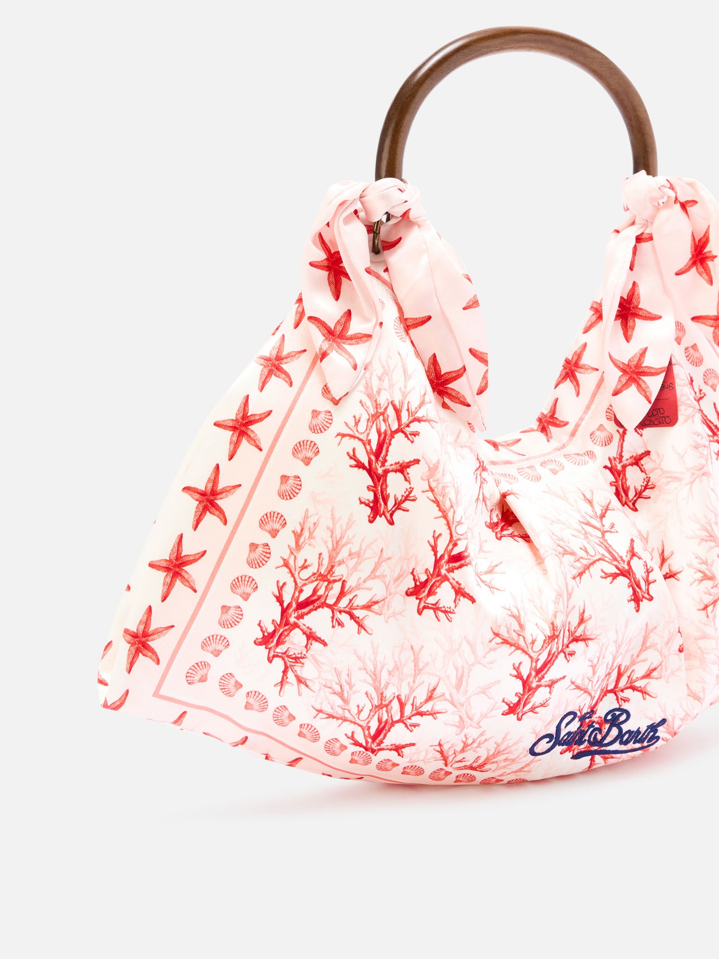 Foulard bag with soft structure and coral pattern