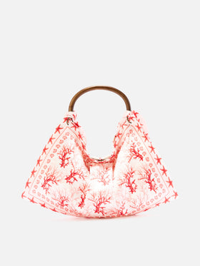 Foulard bag with soft structure and coral pattern