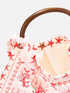Foulard bag with soft structure and coral pattern