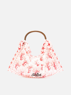 Foulard-Tasche mit weicher Struktur und Korallenmuster 