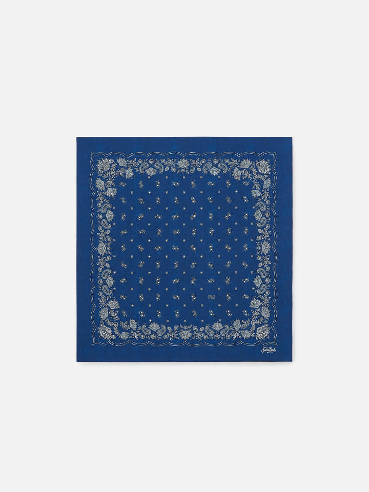 Baumwoll-Foulard mit indigoblauem blue-Bandana-Print 
