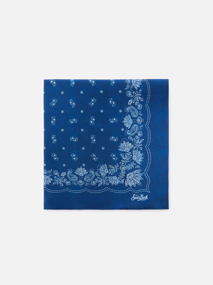 Baumwoll-Foulard mit indigoblauem blue-Bandana-Print 