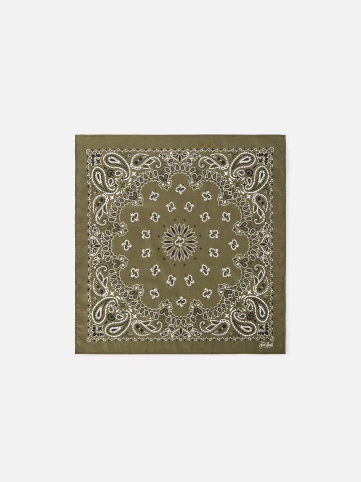 Foulard in cotone con stampa bandana verde militare
