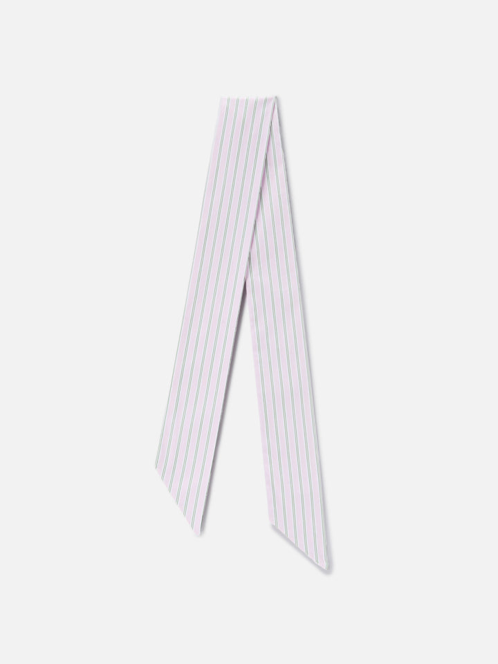 Band scarf in cotton with pink and green stripes