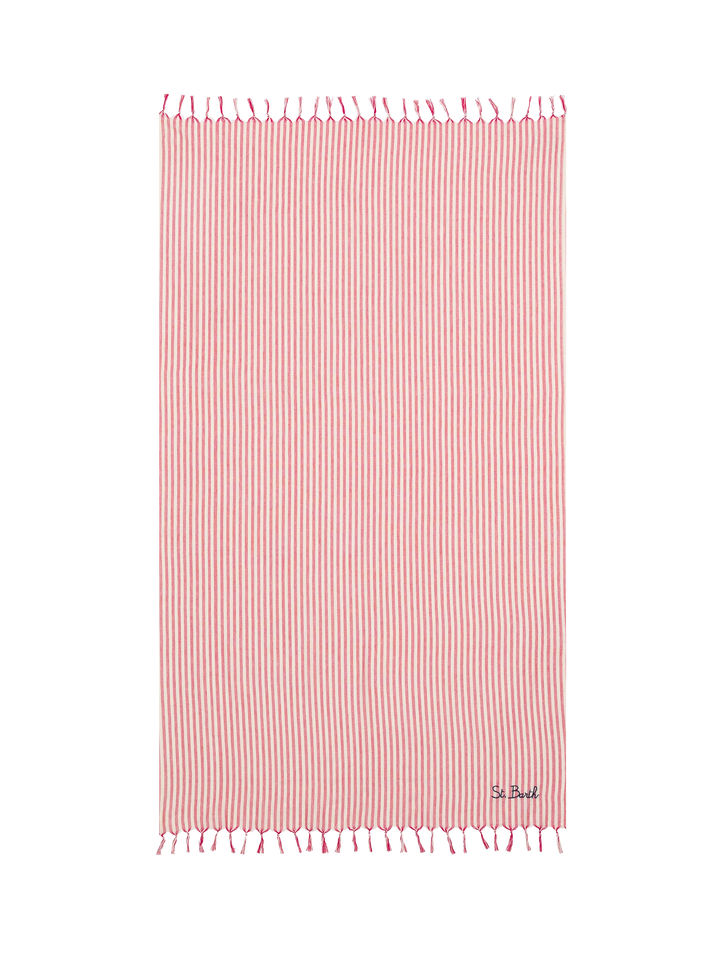 Light cotton Fouta beach towel with red  striped print