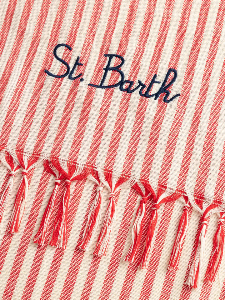 Light cotton Fouta beach towel with red  striped print