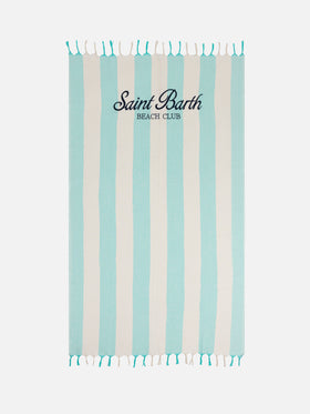 Light cotton Fouta beach towel with water green  striped print
