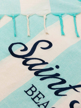 Light cotton Fouta beach towel with water green  striped print