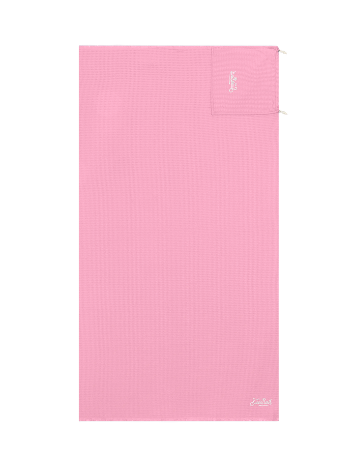 Pink honeycomb cotton FoutaSac beach towel