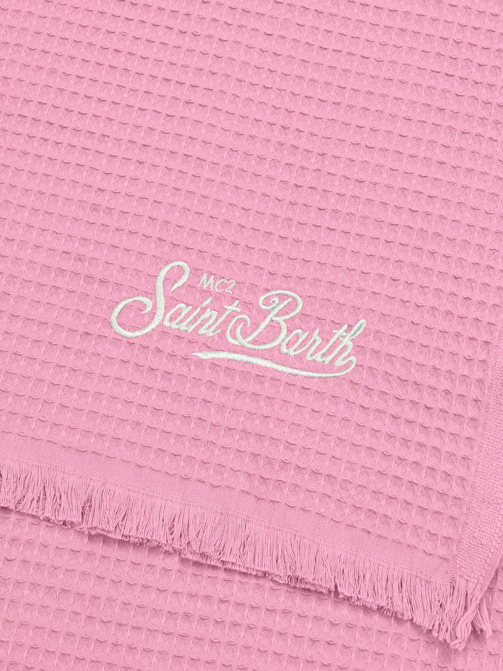 Pink honeycomb cotton FoutaSac beach towel