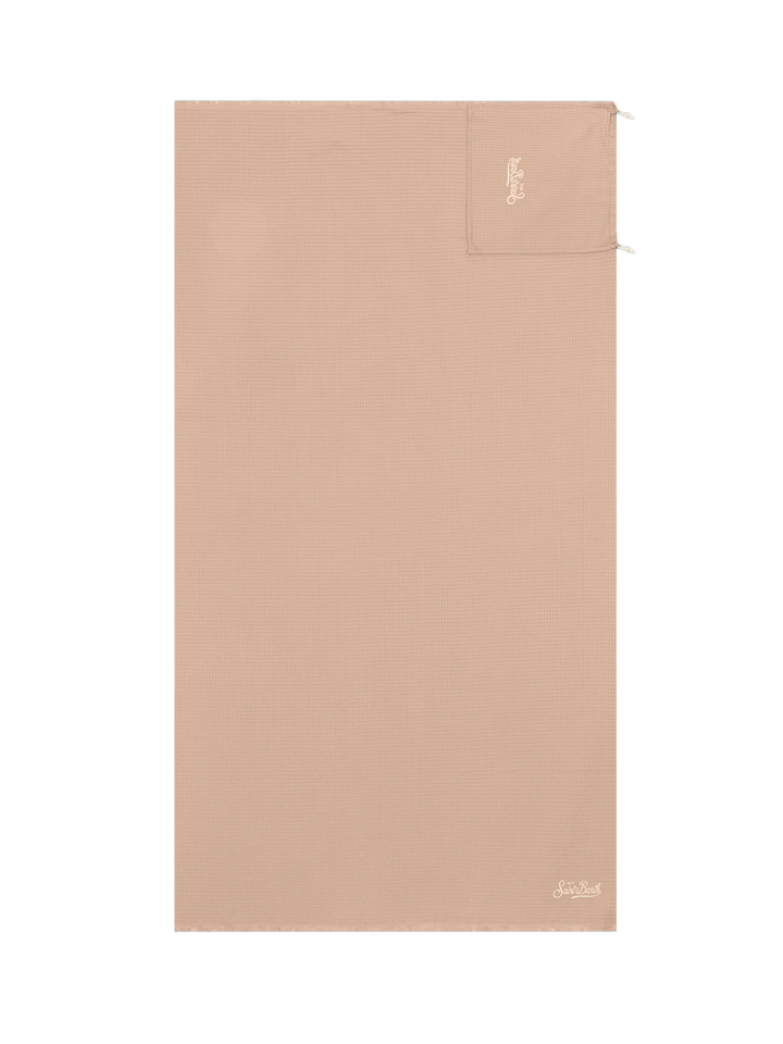 Beige honeycomb cotton FoutaSac beach towel
