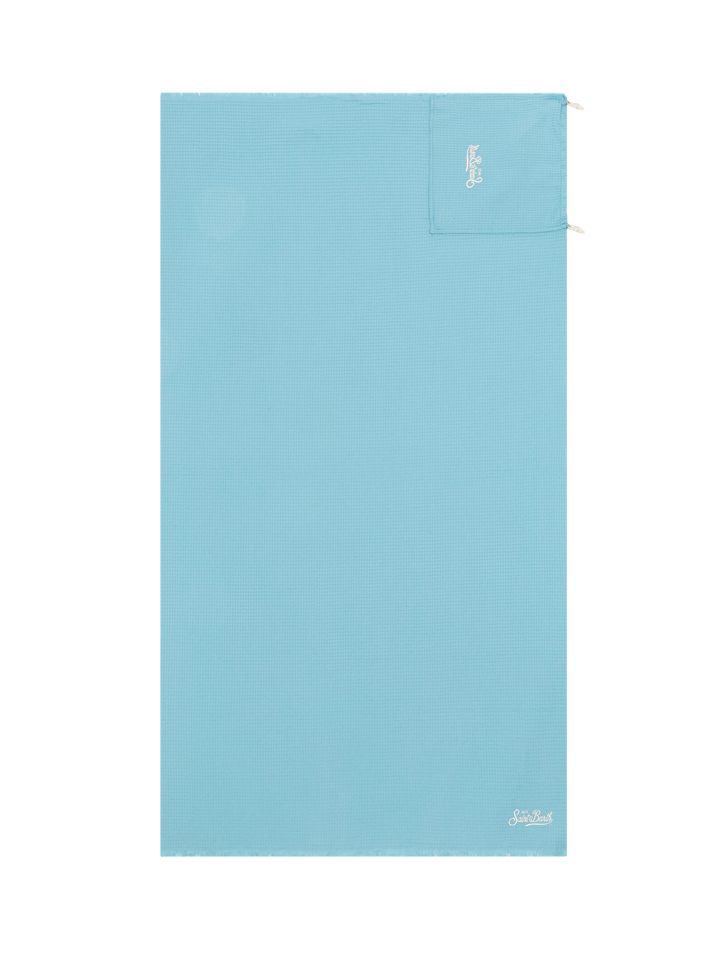 Light blue honeycomb cotton FoutaSac beach towel