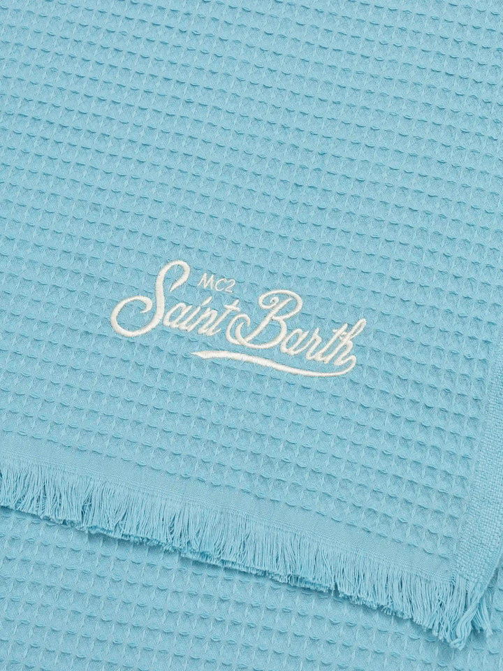Light blue honeycomb cotton FoutaSac beach towel