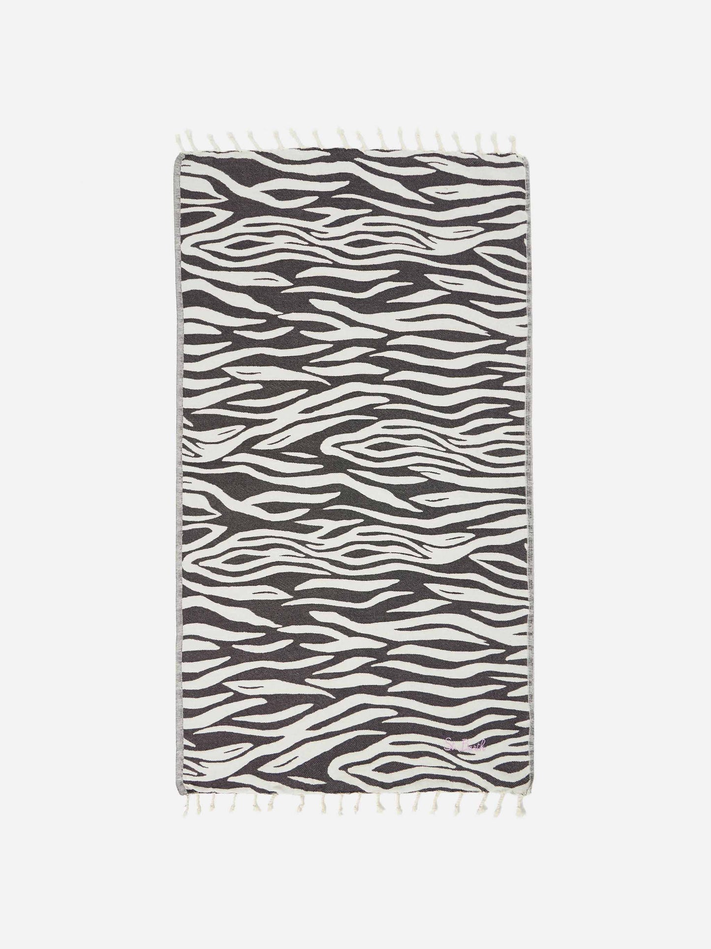 Foutas cotton beach towel with zebra jacquard