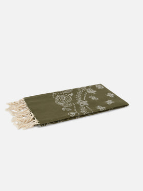 Foutas cotton Jaquard beach towel with military green bandana pattern