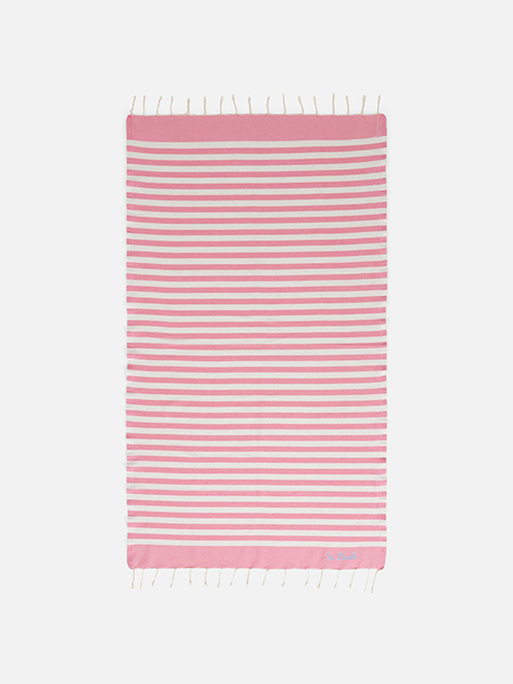 Foutas beach towel with pink and white stripes