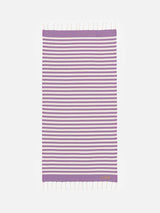 Cotton beach towel Fouta with purple striped print