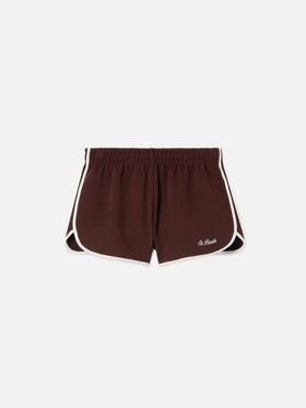 Light brown Francine cotton shorts with contrast trims