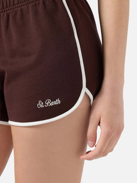 Light brown Francine cotton shorts with contrast trims