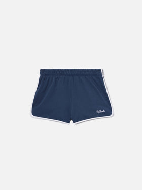 Navy blue Francine cotton shorts with logo embroidery