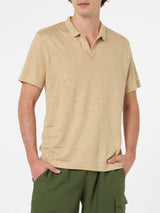 Man beige linen polo shirt Fraser