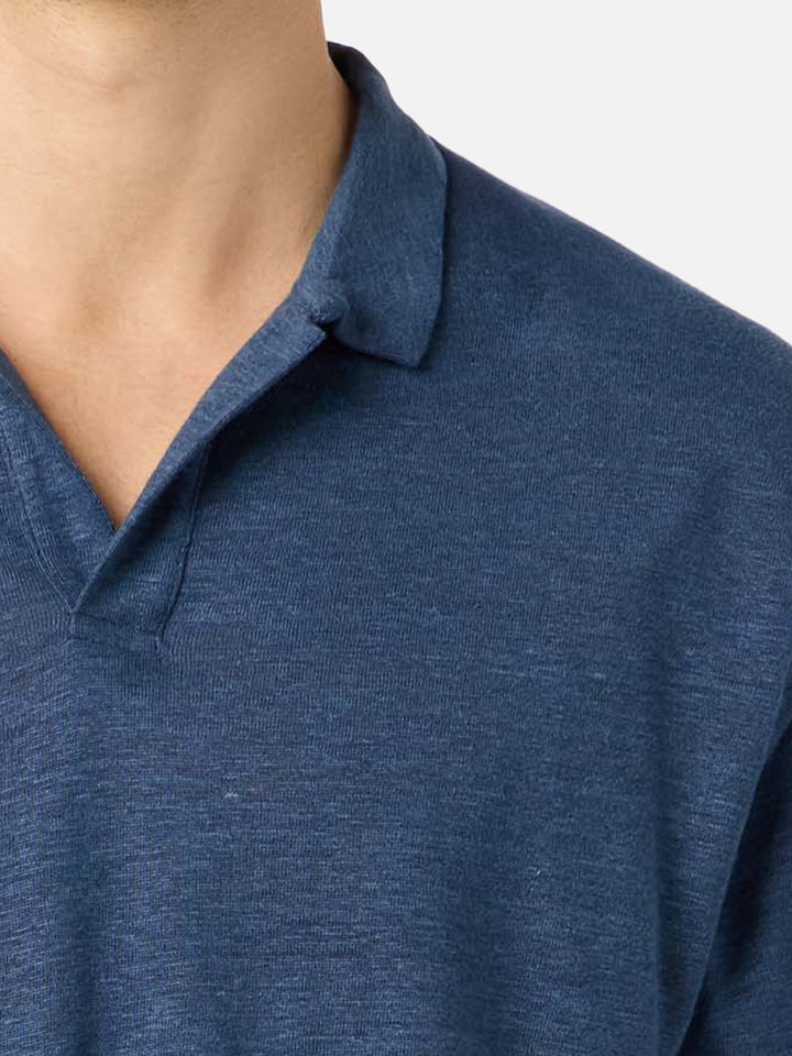 Marineblaues Herren-Leinen-Poloshirt Fraser