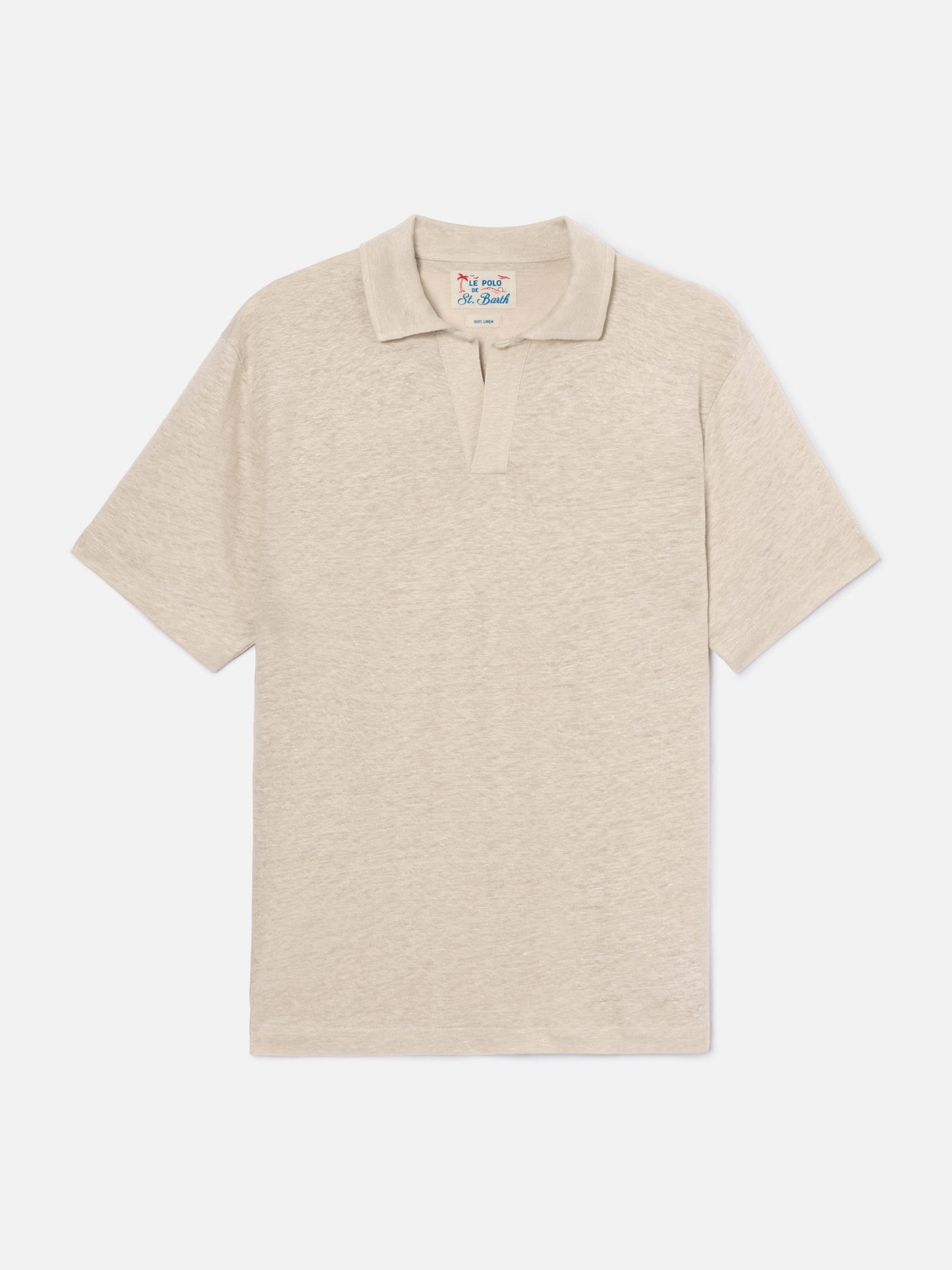 Beige Fraser polo in pure linen solid color