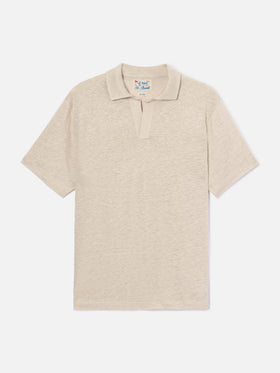 Beige Fraser polo in pure linen solid color