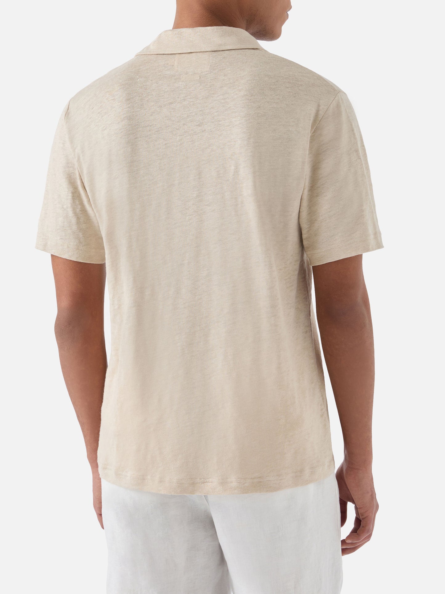 Beige Fraser polo in pure linen solid color