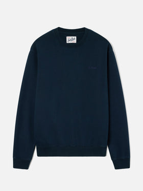 Navy blue Fourseason cotton sweatshirt with logo embroidery