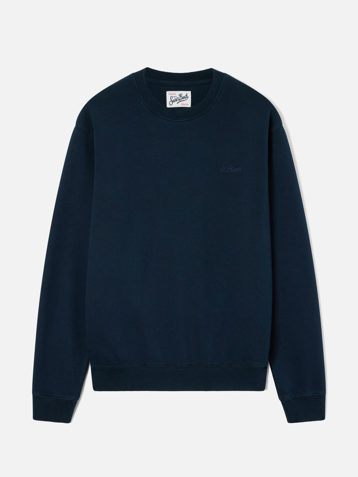 Felpa Fourseason blu navy in cotone con ricamo logo