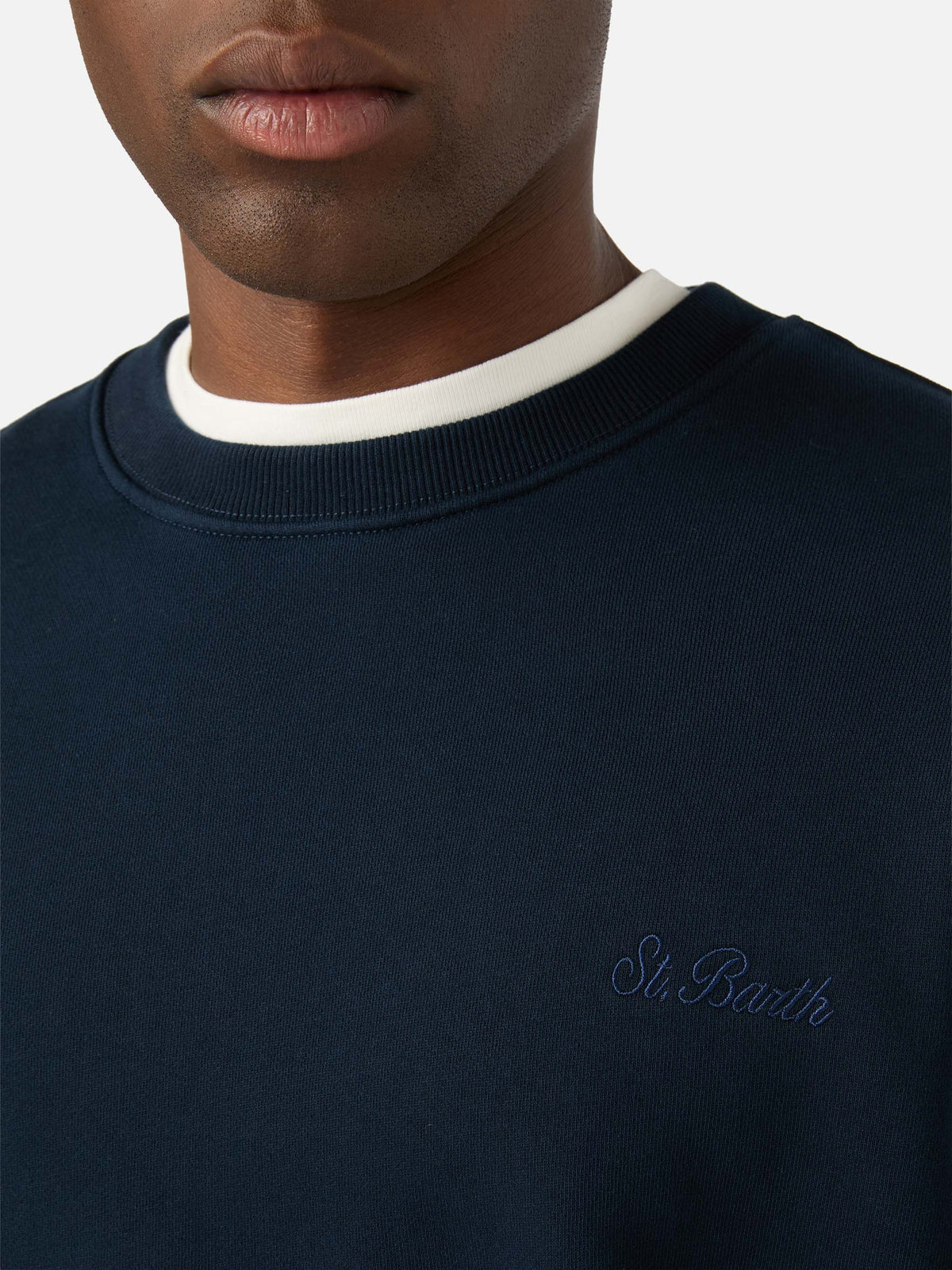 Navy blue Fourseason cotton sweatshirt with logo embroidery