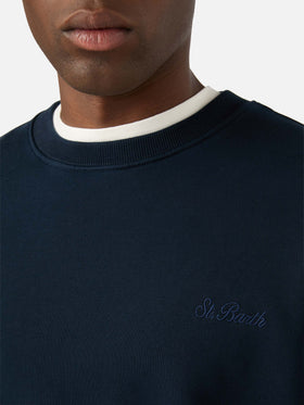 Navy blue Fourseason cotton sweatshirt with logo embroidery