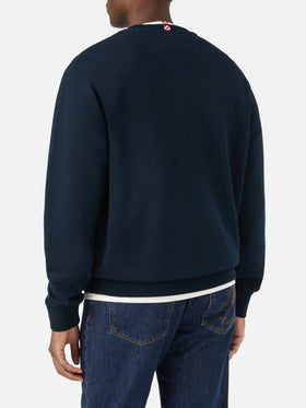 Navy blue Fourseason cotton sweatshirt with logo embroidery