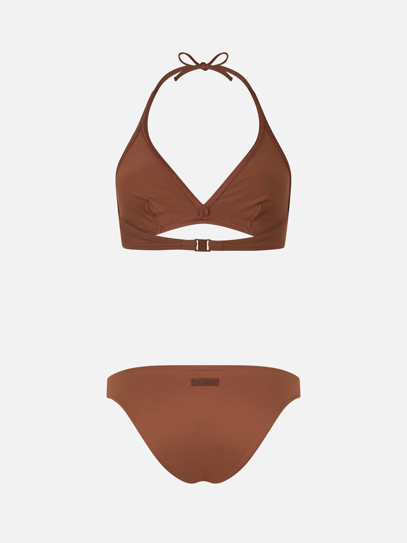 Bikini a bralette a triangolo marrone da donna Gaia Maia