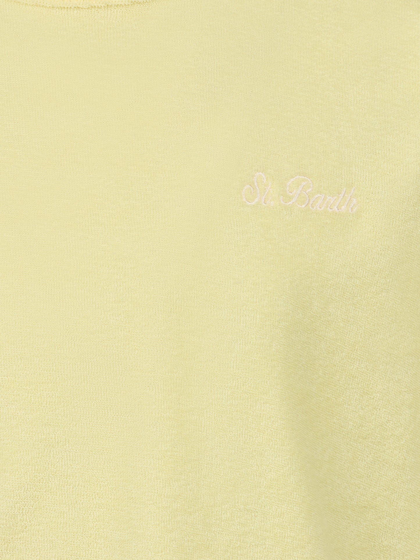T-shirt da bambino in spugna giallo pallido Gary con ricamo St. Barth