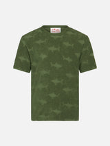 Jungen-Militär-T-Shirt Gary aus Frottee mit Hai-Prägung