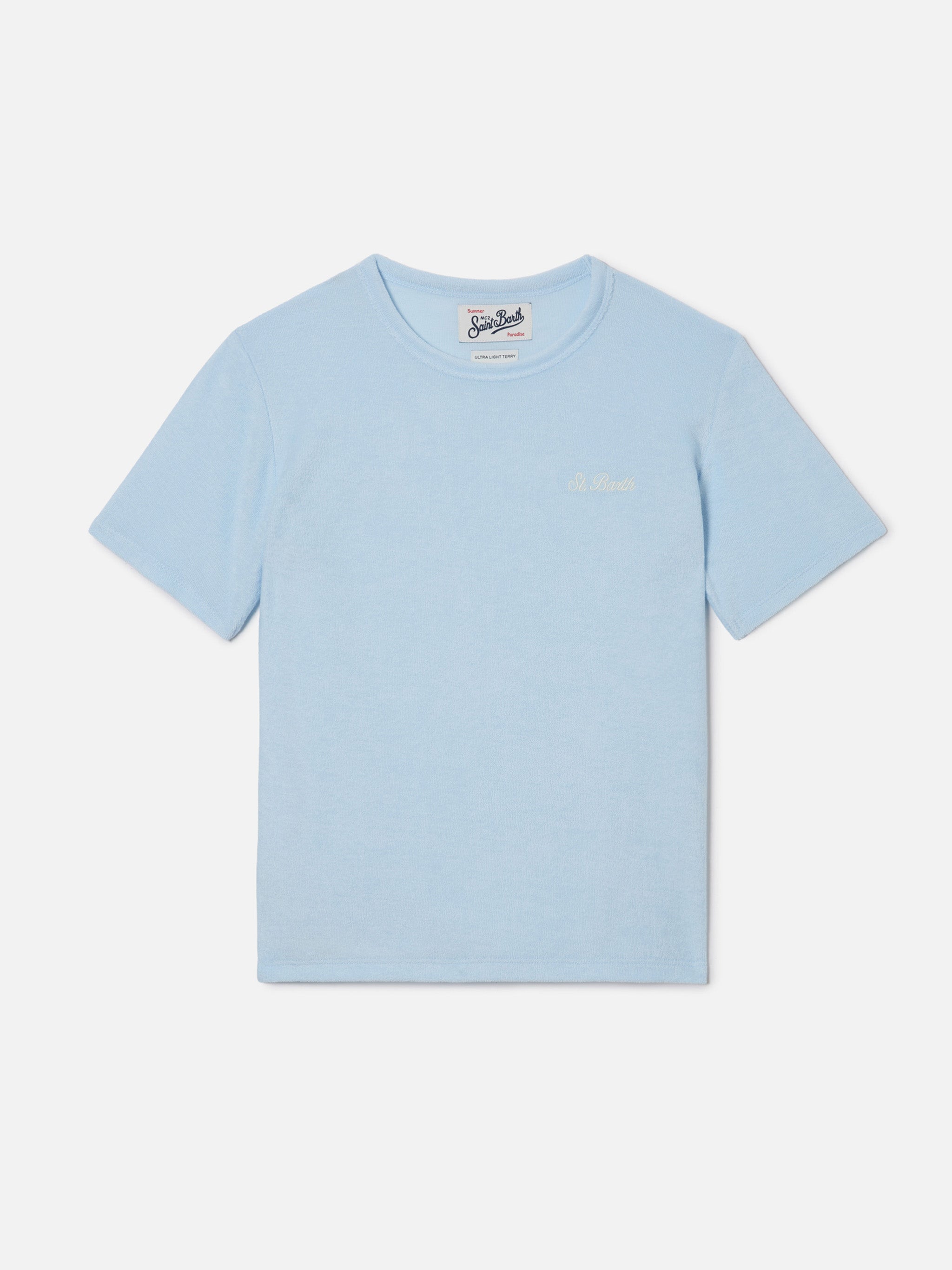 Light blue Gary Jr t-shirt in terry-effect fabric with embroidered log ...