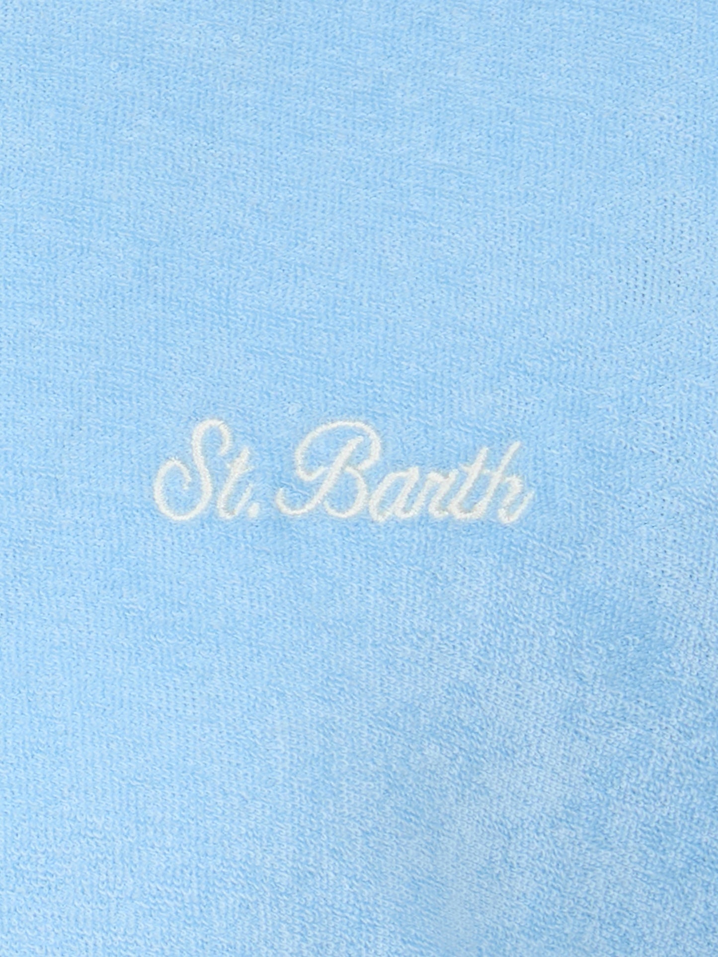 T-shirt da bambino in spugna azzurra Gary con ricamo St. Barth
