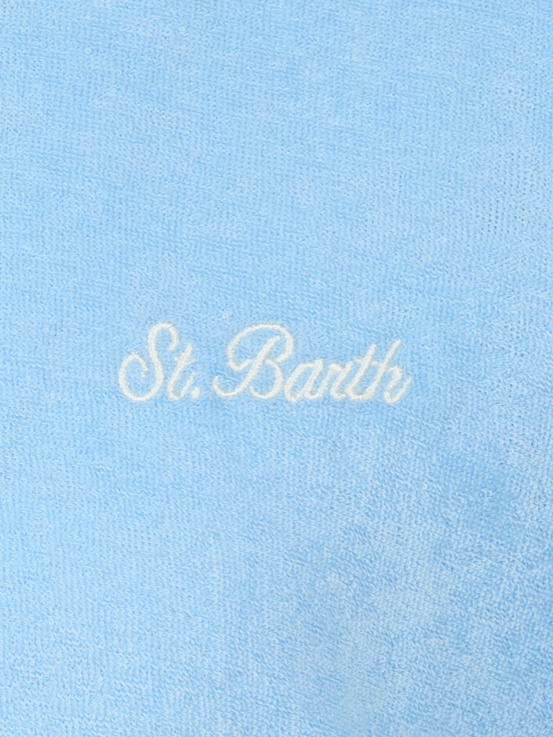 T-shirt da bambino in spugna azzurra Gary con ricamo St. Barth