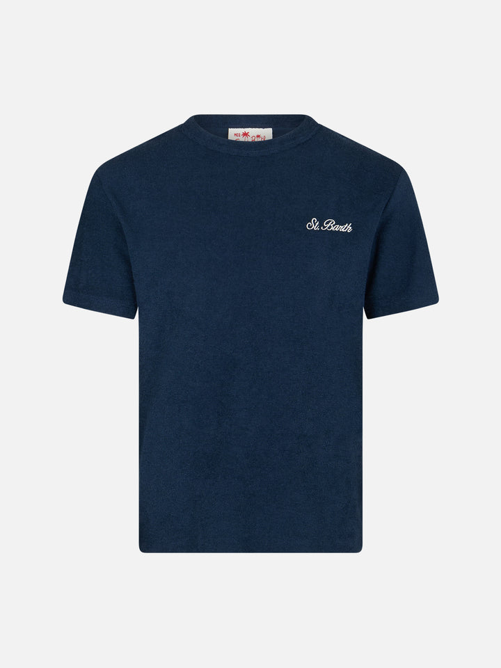 Boy navy blue terry t-shirt Gary with St. Barth embroidery - MC2 Saint Barth